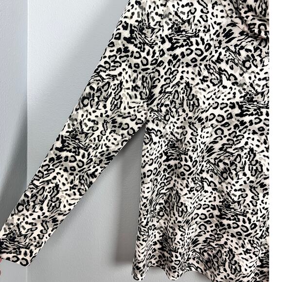 Chicos Women's L 12 Animal Print Cowl Neck Tunic Top Slinky Stretch Career Artsy - Picture 4 of 11
